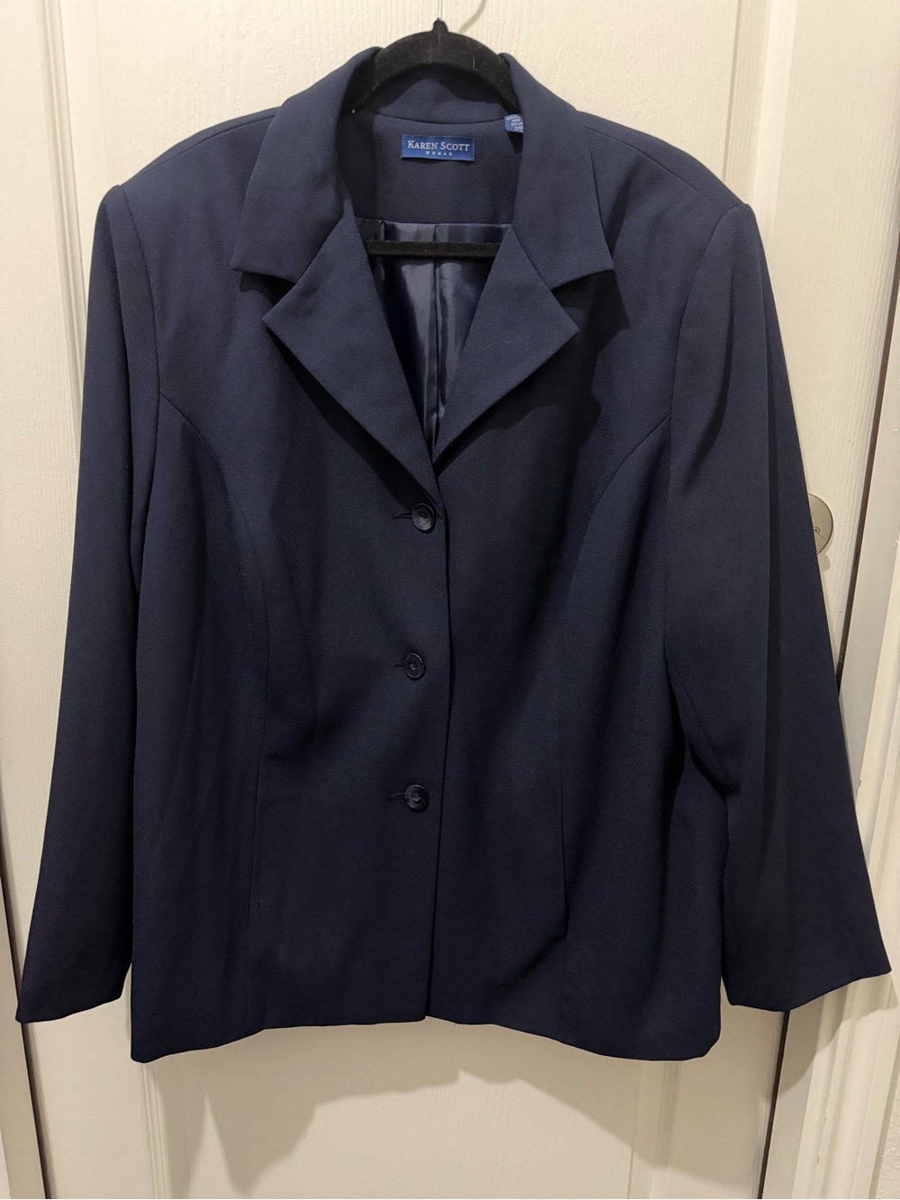 Karen Scott Dark Navy Three-Button Blazer